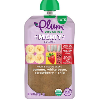 Plum Organics Tots Mighty Fruit & Veggie Blend Banana White Bean