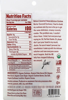 Justins Cashew Butter Covered Cashew Org - 3 Oz - Image 6