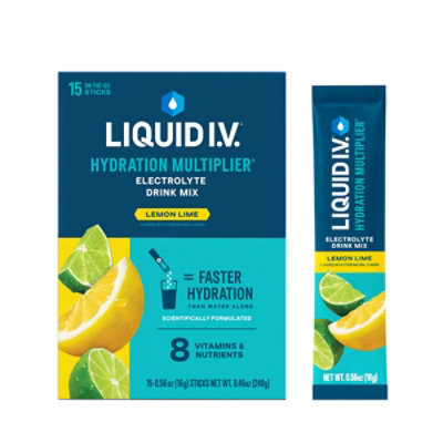 Liquid I.V. Hydration Multiplier Lemon Lime Electrolyte Powder Drink Mix - 15 Count