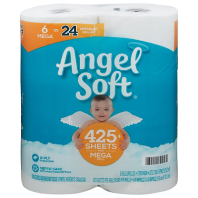 Angel Soft Toilet Paper 6 Mega Rolls - 6 Roll - Image 3