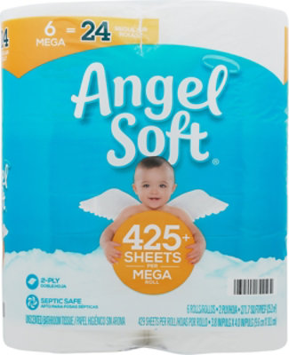 Angel Soft Toilet Paper 6 Mega Rolls - 6 Roll - Image 2