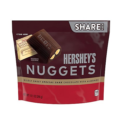 HERSHEYS Nuggets Special Dark Chocolate Mildly Sweet with Almonds Share Pack - 10.1 Oz