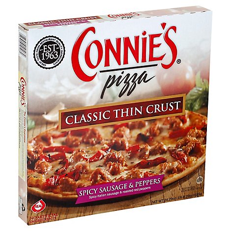 Connies Pizza Classic Thin Crust Spicy Sausage & Peppers Frozen - 24.29 Oz