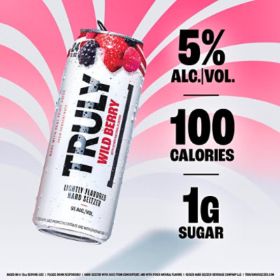 Truly Hard Seltzer Spiked And Sparkling Water Wild Berry 5% ABV Can - 24 Fl. Oz. - Image 3