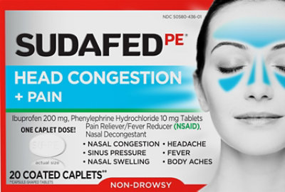 Sudafed Pe Head Congestion Plus Pain Cplt - 20 Count - Image 2