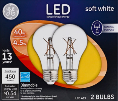 GE Light Bulbs LED Soft White General Purpose Dimmable 60 Watts A19 - 2 Count - Image 2