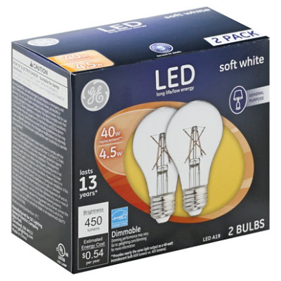 GE Light Bulbs LED Soft White General Purpose Dimmable 60 Watts A19 - 2 Count - Image 1