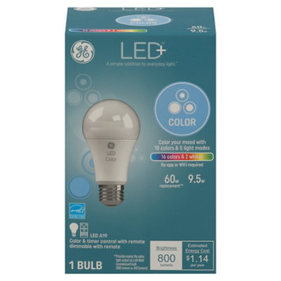 GE Light Bulb LED+ Color With Remote 60 Watts A21 - Each - Image 3