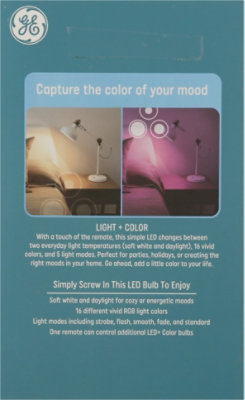 GE Light Bulb LED+ Color With Remote 60 Watts A21 - Each - Image 4