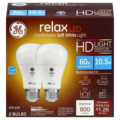 GE Light Bulbs Relax LED HD Light Soft White Dimmable 60 Watts A19 - 2 Count - Image 3