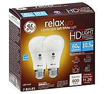 GE Light Bulbs Relax LED HD Light Soft White Dimmable 60 Watts A19 - 2 Count