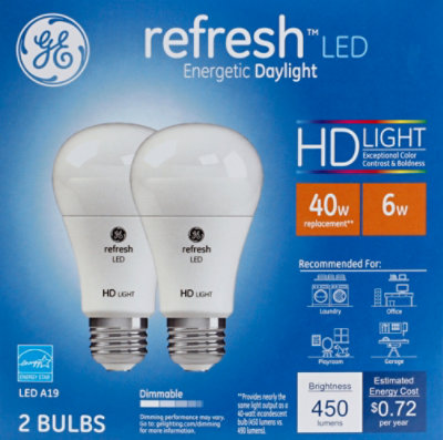 GE Light Bulbs Refresh LED HD Light Daylight Dimmable 40 Watts A19 - 2 Count - Image 2