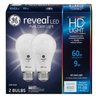 GE Light Bulbs Reveal LED HD+ Light Clean Dimmable 60 Watts A19 - 2 Count - Image 3