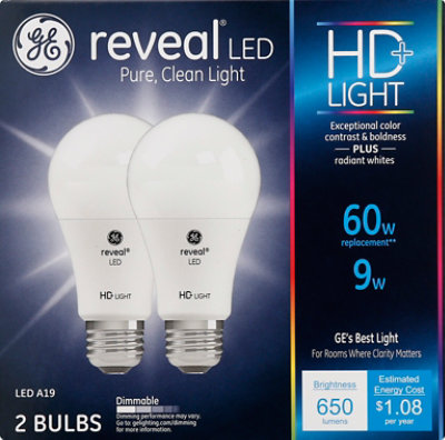 GE Light Bulbs Reveal LED HD+ Light Clean Dimmable 60 Watts A19 - 2 Count - Image 2