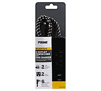Prime Accent Cord Power Cord 2 USB Port And 2 Outlet 6 Feet - Each