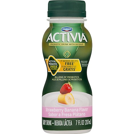 Activia Probiotic Yogurt Dirnk Lowfat Strawberry Banana - 7 Fl. Oz.