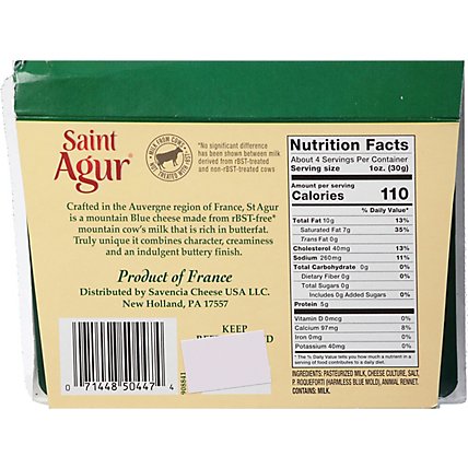 Saint Agur Wedge In Tray Blue Cheese - 4.5 Oz - Image 6