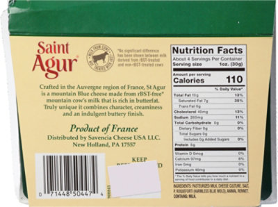 Saint Agur Wedge In Tray Blue Cheese - 4.5 Oz - Image 6