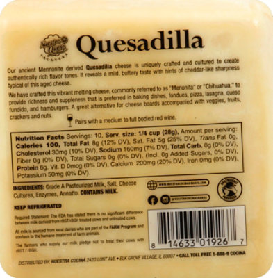 Nuestro Queso Talavera Quesadilla Cheese - 10 Oz - Image 3