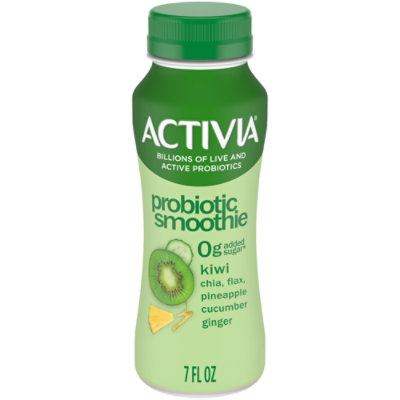 Activia Chia Flax Hemp Seeds Pineapple Kiwi Cucumber Ginger Probiotic Smoothie - 7 Fl. Oz.