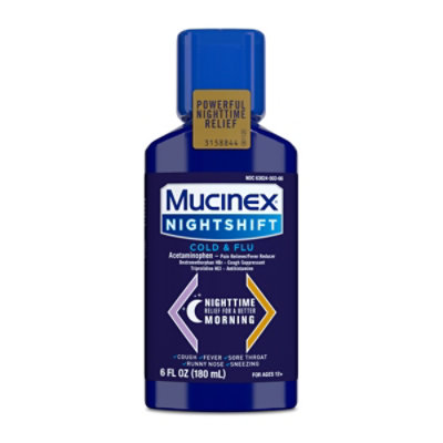 Mucinex Nightshift Cold & Flu Medicine Night Time Relief Liquid -  6 Fl. Oz. - Image 2