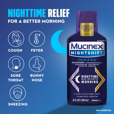 Mucinex Fast-Max DM Max and Nightshift Cold & Flu Medicine Liquid - 2-6 Fl. Oz. - Image 6