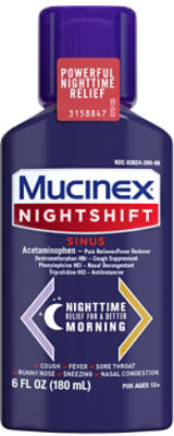 Mucinex Nightshift Sinus Medicine Night Time Relief Liquid - 6 Fl. Oz. - Image 2