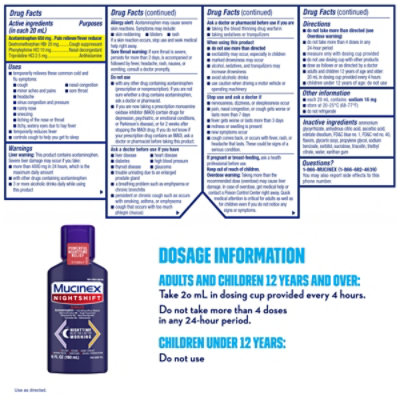 Mucinex Nightshift Sinus Medicine Night Time Relief Liquid - 6 Fl. Oz. - Image 3