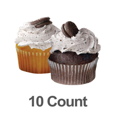 Signature SELECT Chocolate & Yellow Cookies & Cream Iced Cupcakes 10 Count Each jewelosco