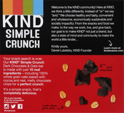 KIND Simple Crunch Granola Bar Dark Chocolate & Oats - 5-1.4 Oz - Image 6