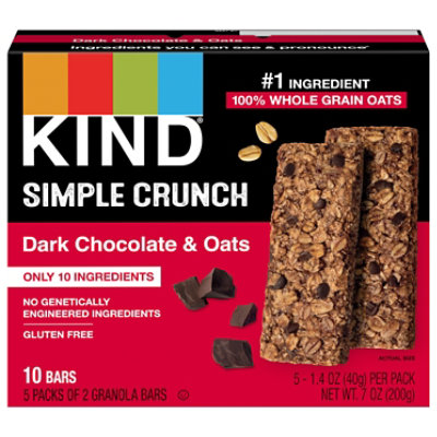 KIND Simple Crunch Granola Bar Dark Chocolate & Oats - 5-1.4 Oz - Image 1