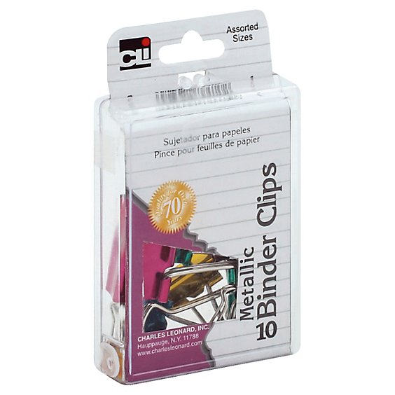 CLi Binder Clips Metallic Assorted Sizes - 10 Count