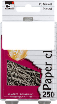 CLI Paper Clips #3 Nickel Plated - 250 Count