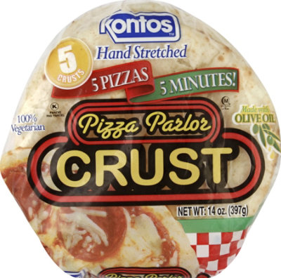 Kontos Pizza Crust Hand Stretched Pizza Parlor 5 Count - 14 Oz - Image 2