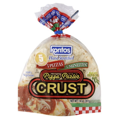 Kontos Pizza Crust Hand Stretched Pizza Parlor 5 Count - 14 Oz - Image 1