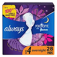 Always Radiant Size 4 Overnight Sanitary Pads With Wings Scented - 28 Count - Image 2