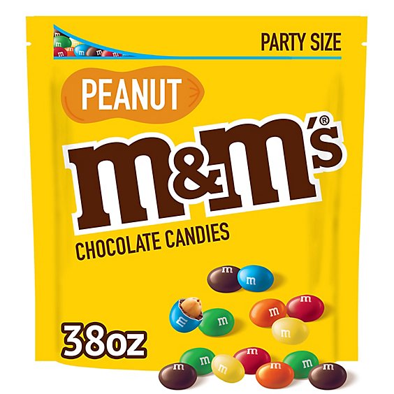 M&M'S Peanut Milk Chocolate Candy Party Size - 38 Oz
