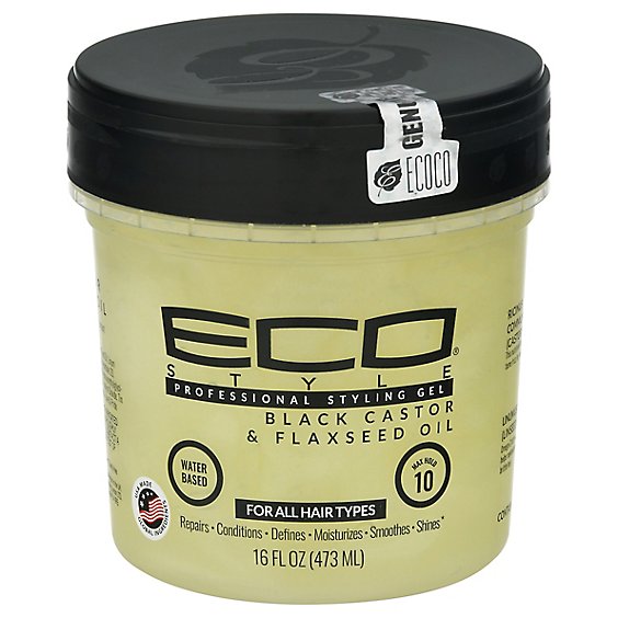 Eco Style Styling Gel Professional Black Castor & Flaxseed Oil - 16 Fl. Oz.