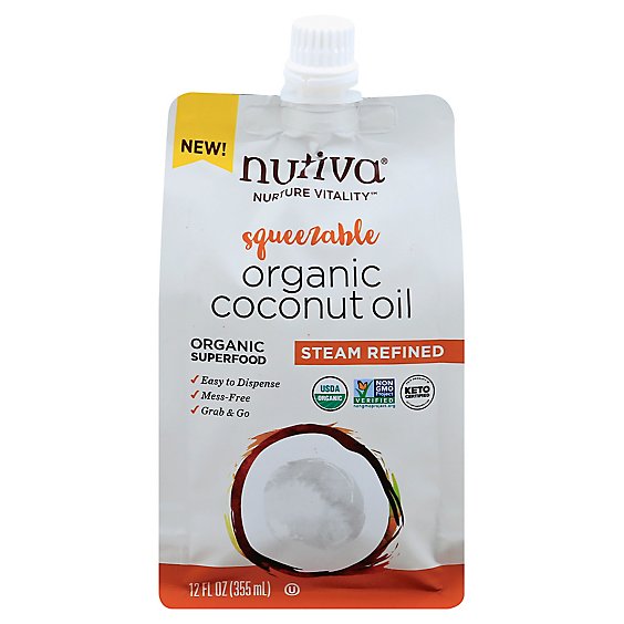 Nutiva Organic Oil Coconut Steam Refined Squeezable - 12 Oz