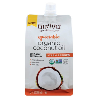 Nutiva Organic Oil Coconut Steam Refined Squeezable - 12 Oz