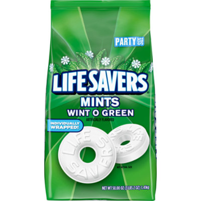 Life Savers Wint O Green Breath Mints Hard Candy Party Size Bag - 50 Oz