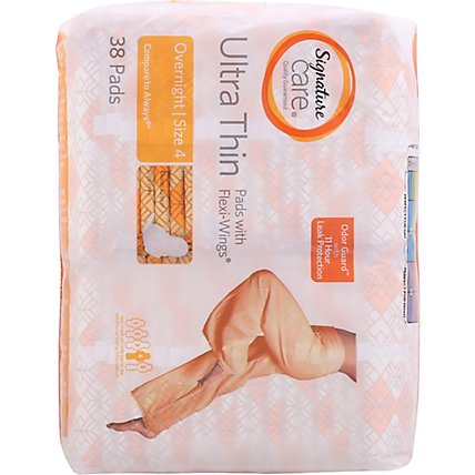 Signature Care Ultra Thin Overnight Absorbency With Flexi Wings Maxi Pads - 38 Count - Image 5