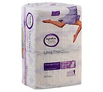 Signature Care Ultra Thin Overnight Absorbency With Flexi Wings Maxi Pads - 34 Count