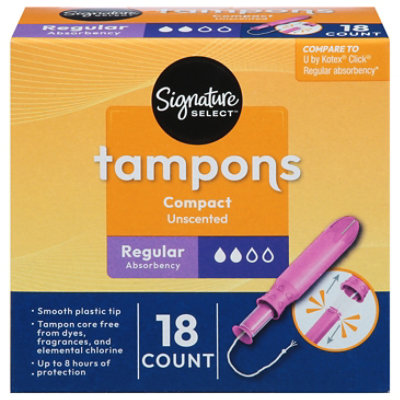 Signature Select/Care Compact Regular Absorbency Unscented Tampons - 18 Count - Image 3