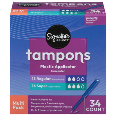 Signature Select/Care Premium Plastic Tampons Multipack - 34 Count