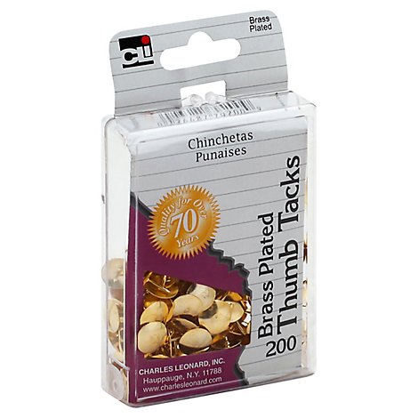 CLi Thumb Tacks Brass Plated - 200 Count