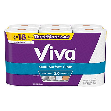 Viva Multi Surface Cloth Paper Towels Choose A Sheet Huge Roll - 6 Roll