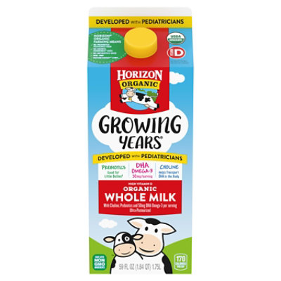 Horizon Organic Growing Years Whole DHA Omega 3 Milk 0.5 Gallon