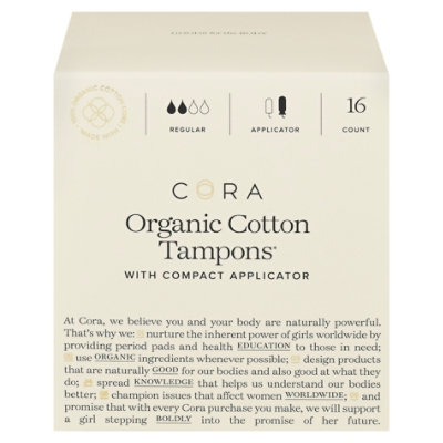 Cora Tampons Premium Organic Cotton With Compact Applicators Regular - 16 Count - Image 3