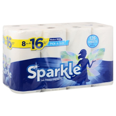 Sparkle Paper Towels Pick A Size Double Rolls 2 Ply Sheets Modern White - 8 Roll - Image 1